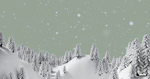 Snow-Covered Forest with Falling Snowflakes Under Greenish Sky - Download Free Stock Images Pikwizard.com