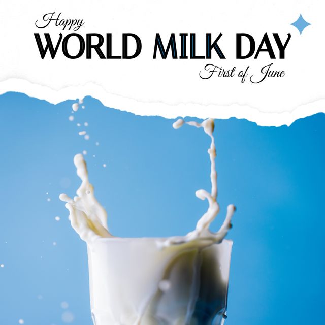 World Milk Day Celebration with Splashing Milk in Glass - Download Free Stock Templates Pikwizard.com