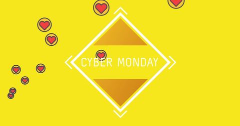 Cyber Monday Sale Banner with Heart Designs and Bold Text