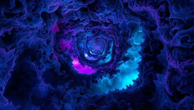 Vibrant Swirling Fractal Tunnel in Abstract Digital Art