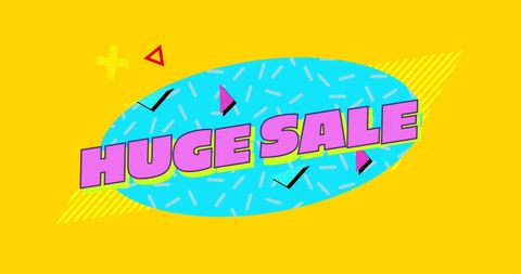 Bright Retro Graphic Huge Sale Announcement - Download Free Stock Images Pikwizard.com