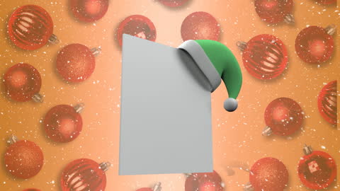 Festive Christmas Design with Green Santa Hat and Baubles