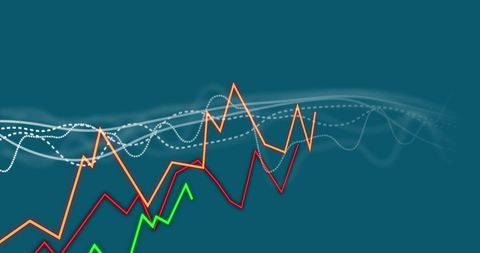 Financial Graphs on Green Background Representing Market Trends