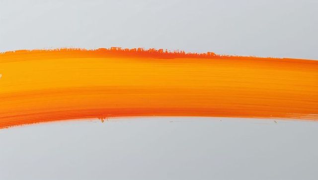 Bold orange brush stroke on pale gray background minimalist abstract banner graphic element