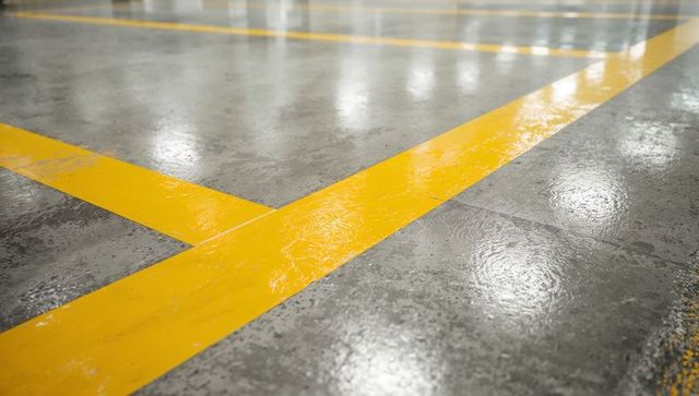 Intersection of Yellow Lines on Concrete Floor in Parking Area
