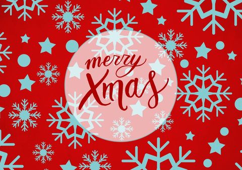 merry xmas greeting on red snowflake background - Download Free Stock Templates Pikwizard.com
