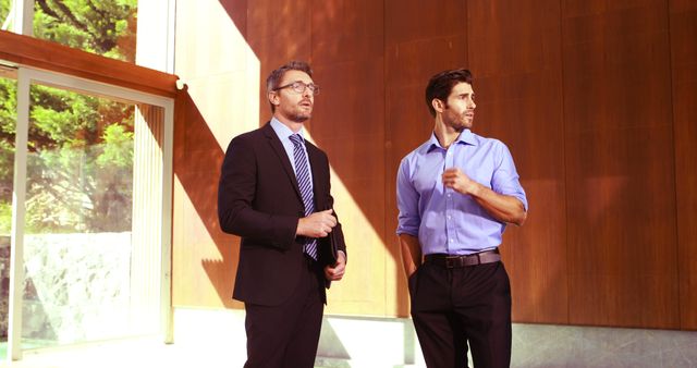 Two Businessmen Discussing Plans in Modern Office - Download Free Stock Images Pikwizard.com