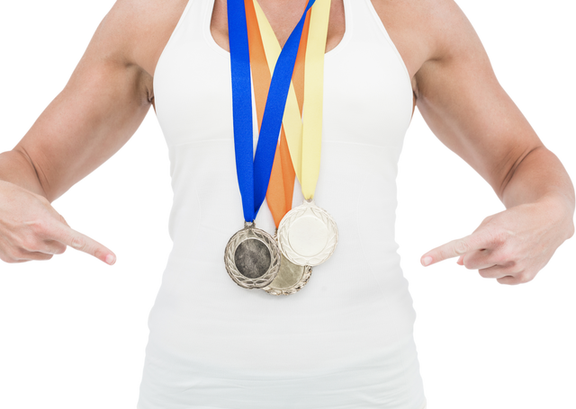 Proud Athlete Showcasing Her Transparent Medals - Download Free Stock Videos Pikwizard.com