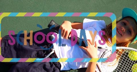 Young Girl Enjoying Tennis With School Days Design