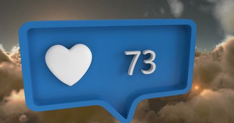 Digital Heart Notification Over Cloudy Sky for Social Media Engagement