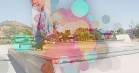 Colorful Overlay on Skateboarding at Urban Skatepark - Download Free Stock Images Pikwizard.com