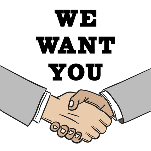 Transparent handshake we want you graphic design partnership