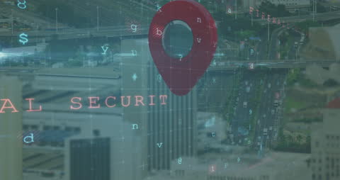 Futuristic Data Processing Concept Over a Cityscape