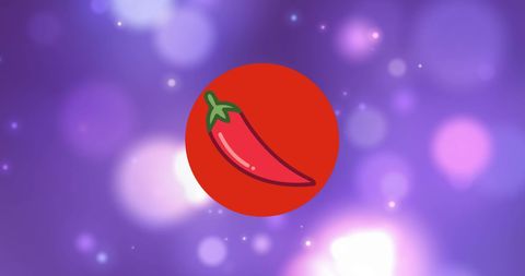 Stylized Red Chili Pepper on Purple Bokeh Background