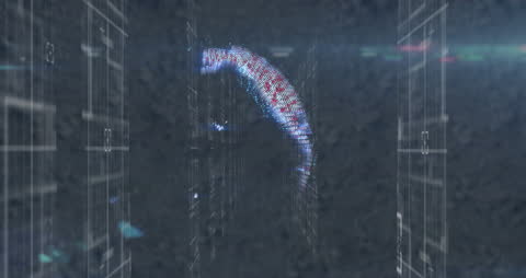 Futuristic Globe with Animating Digital Shapes