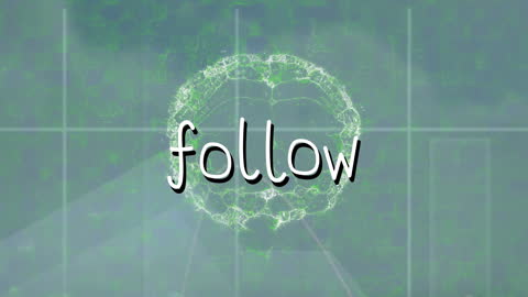 Digital Brain with Follow Text in Cyber Background