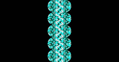 Abstract digital circles with interlocking green rectangles