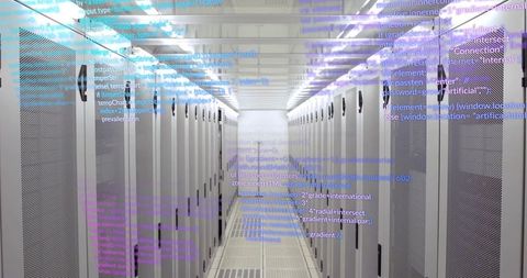 modern data center with programming code overlay - Download Free Stock Images Pikwizard.com