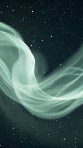 Flowing Teal Nebula Ribbon Dancing Across Star Field Vertical Video Loop