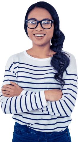 Smiling Woman with Glasses Transparent Background