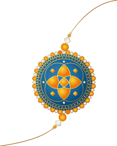 Transparent luxury ornamental medallion design with gold cords
