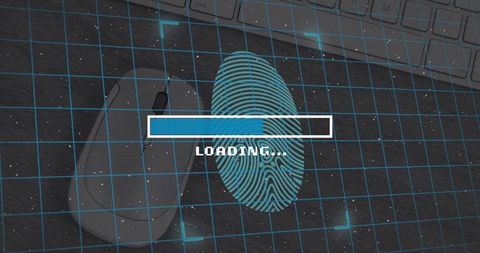 Digital Loading Progress with Fingerprint and Keyboard Background