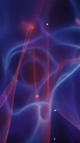 Vertical Video Pulsing Plasma Ribbons Traversing Nebula Field with Neon Sparks and Dark Void