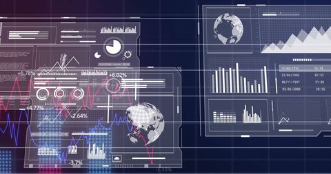 Digital Global Finance Interface with Analytical Graphs - Download Free Stock Images Pikwizard.com