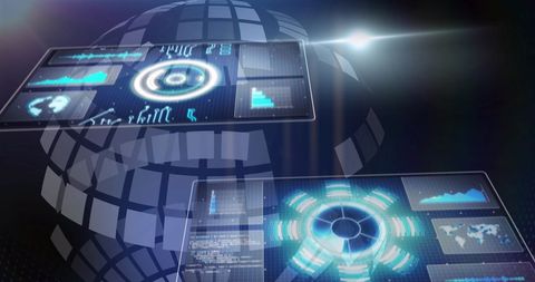 Digital Data Interfaces on Global Sphere Hologram - Download Free Stock Images Pikwizard.com