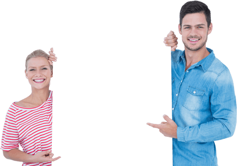 Smiling Couple Pointing on Transparent Background for Advertisement - Download Free Stock Videos Pikwizard.com