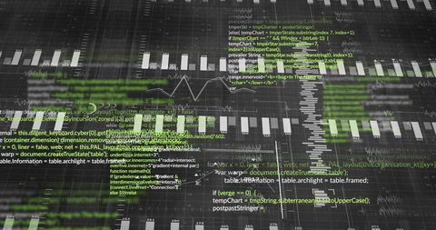 Futuristic Data Dashboard: Code, Charts, and Analytics Visualization