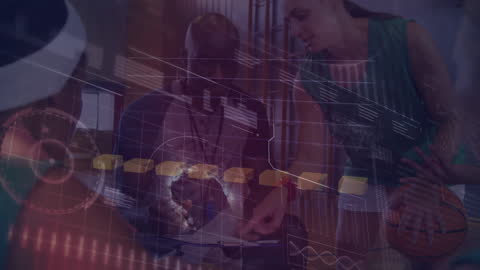 Coach and Players Analyzing Game Strategy