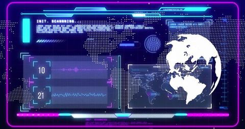 Digital Data Processing Interface with Globe Visualization - Download Free Stock Images Pikwizard.com