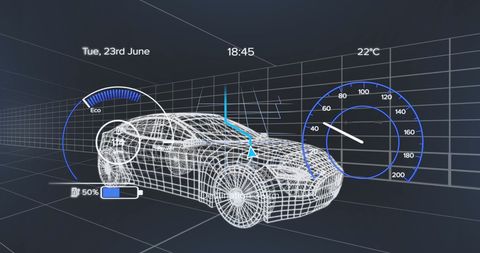 Futuristic Automotive Dashboard Interface with 3D Car Model - Download Free Stock Images Pikwizard.com