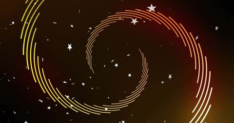 Glowing double spiral light trails sweeping dark cosmic background with neon glow stars