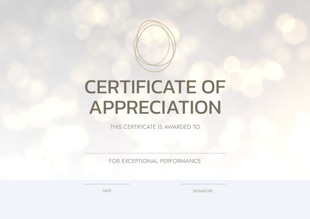 Elegant Certificate of Appreciation Template with Bokeh Lights - Download Free Stock Templates Pikwizard.com