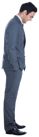 Transparent Professional Businessman Smiling while Looking Down