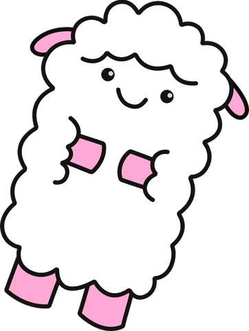 Cute floating cartoon sheep on transparent background