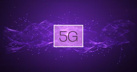 Innovative 5G Technology Network on Purple Digital Interface