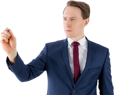 Transparent Businessman Writing Visionary Planning Strategy - Download Free Stock Videos Pikwizard.com