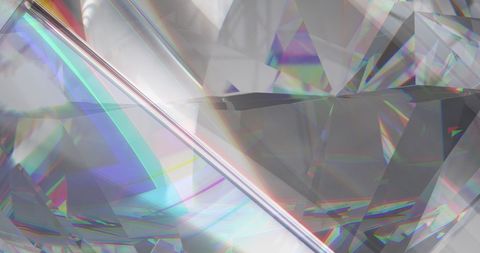 Prismatic light reflecting off shiny polished diamonds