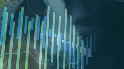 Data Visualization Overlay on Waterfall Landscape
