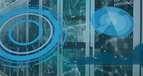 Digital Data Processing with Futuristic Interface Over Servers