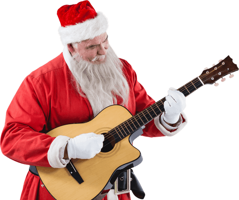 Transparent Santa Claus Playing Acoustic Guitar