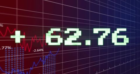 Financial data analysis on digital display illustrating market trends