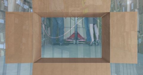 Warehouse Logistics with Data Overlay and Cardboard Boxes - Download Free Stock Images Pikwizard.com