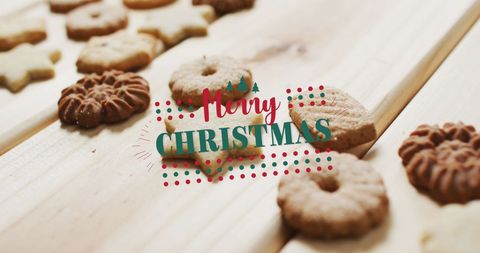 Festive Christmas Greeting with Homemade Cookies and Rustic Ambience - Download Free Stock Images Pikwizard.com