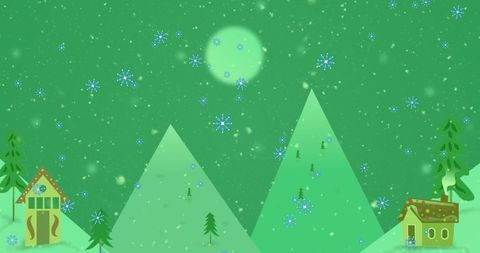 Winter Wonderland with Falling Snowflakes on Green Background - Download Free Stock Images Pikwizard.com