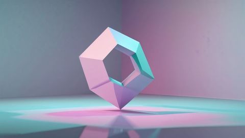 Floating Multicolored Geometric Shape in Minimalist Setting