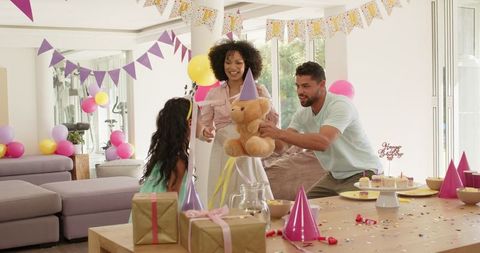 Joyful Family Birthday Celebration with Games and Gifts at Home